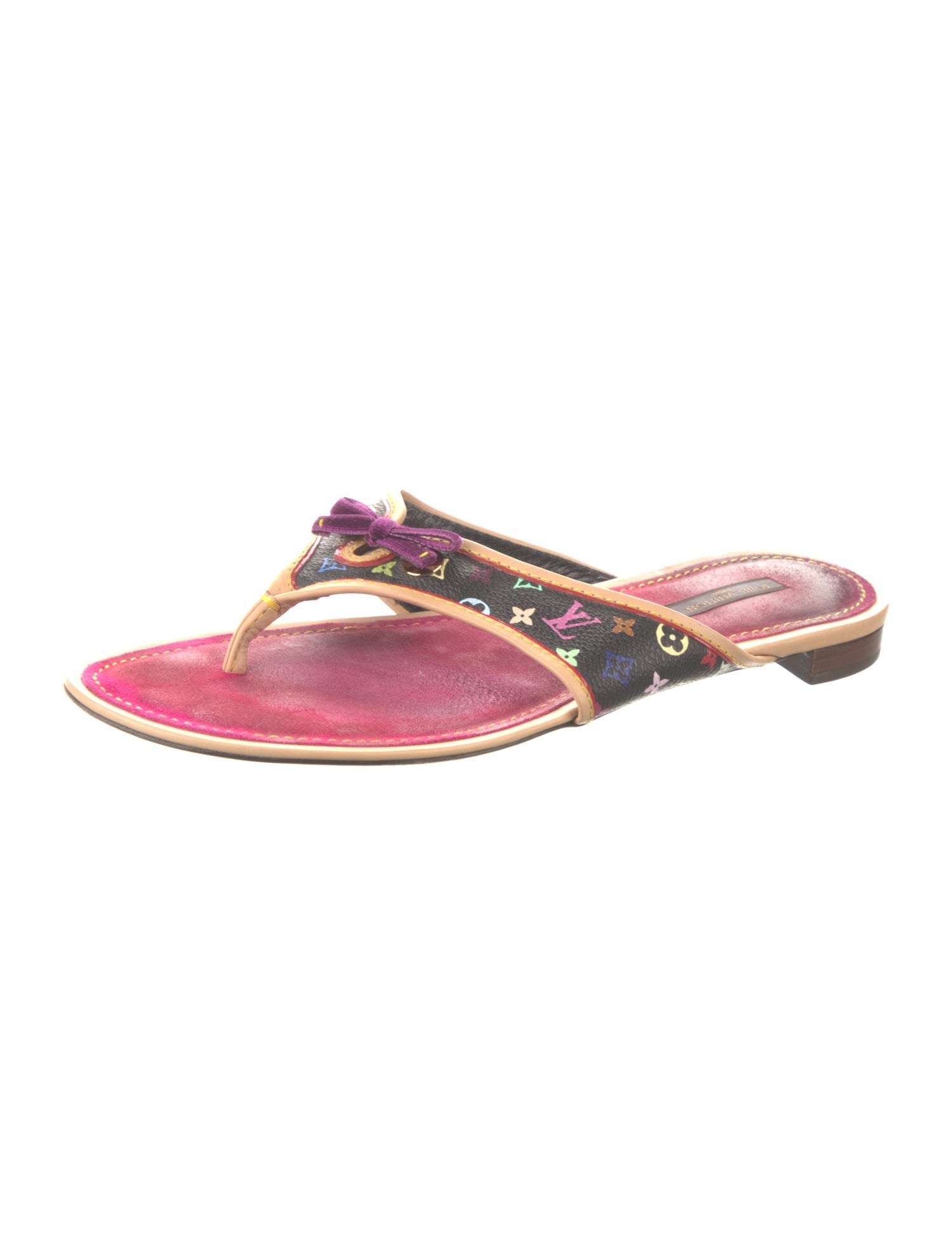 Louis Vuitton Floral Print Bow Accents Slides